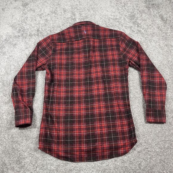 Tailor Byrd Shirt Mens Small Sweatershirt Flannel Button Up Plaid Pocket Red NWT - Picture 10 of 16